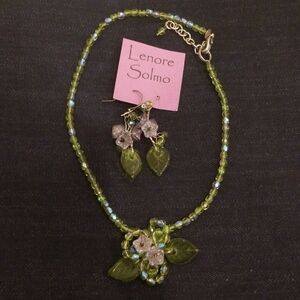 Lenore Solmo Green/Lilac Necklace/Earrings Set